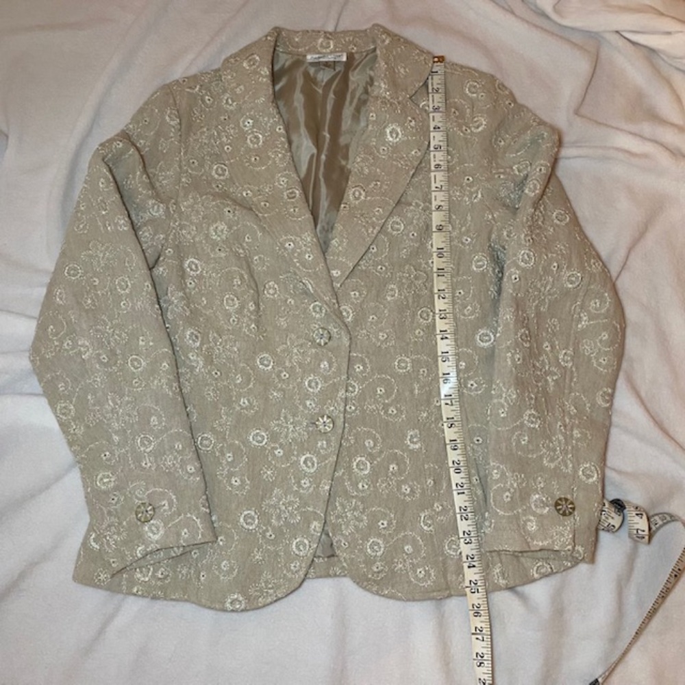 Coldwater Creek Linen Embroidery Blazer Size M - Picture 5 of 8